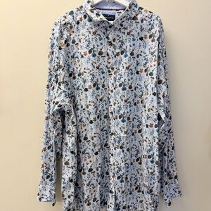 Daniel Hechter Paris Floral Print Button Down Shirt Modern Fit 4XL Big & Tall